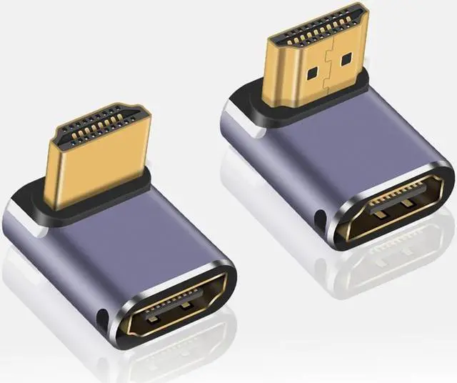 Alt view image 2 of 7 - 8K HDTV 90 Degree Adapter (2 Pack), Up&Down Angle HDMI-compatible Connector, UHD 48Gbps Male to Female Extender Support 8K@60Hz 4K@120Hz for Laptop,DVD,UHD TV, Monitors,PS