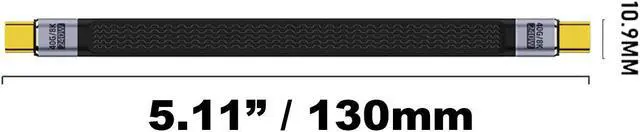 Alt view image 4 of 7 - FPC USB 4.0 Cable,USB C to USB C Flexible Cable Support Thunderbolt 4/3,240W PD 3.1 Charging,8K Display,40Gbps Data Transfer for External SSD, EGPU,Docking,MacBook,Pad, Phone -5.11 Inch,Black