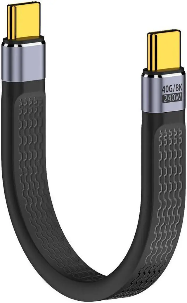 Alt view image 3 of 7 - FPC USB 4.0 Cable,USB C to USB C Flexible Cable Support Thunderbolt 4/3,240W PD 3.1 Charging,8K Display,40Gbps Data Transfer for External SSD, EGPU,Docking,MacBook,Pad, Phone -5.11 Inch,Black