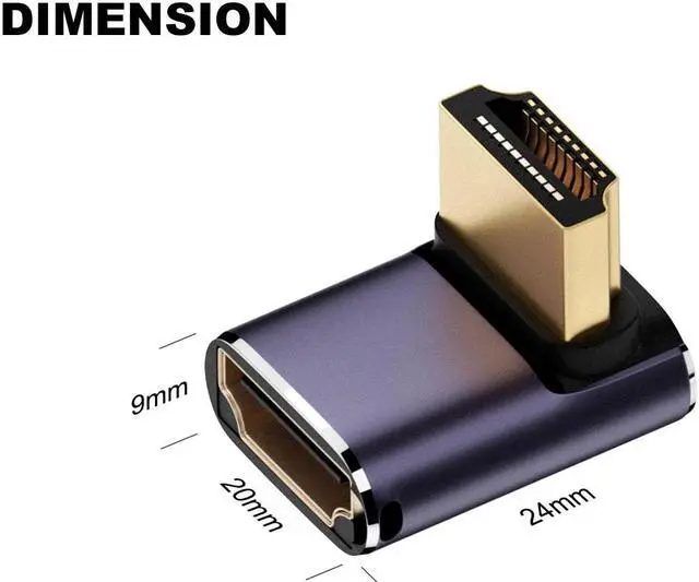 Alt view image 5 of 6 - 8K HDTV 90 Degree Adapter (4 Pack), Up & Down,Left & Right Angle HDMI-compatible Connector, UHD 48Gbps Male to Female Extender Support 8K@60Hz 4K@120Hz for Laptop,DVD,UHD TV, Monitors,PS