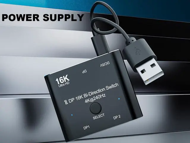 Alt view image 5 of 7 - 16K@60Hz DP 2x1 Bi-Direction Switch DisplayPort-compatible 8K@120Hz 4K@240Hz Switcher Converter for Multiple Source and Displays Video Converter