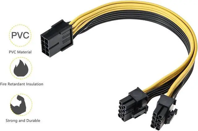 Alt view image 5 of 7 - EnLabs PCIE8PSPL8P20CM 8 inch PCIe 8pin to 2 x 8pin(6+2) Male to Female PCI-E Power Splitter Cable for GPU Power Supply,Dual PCIe 8pin Ethereum Mining Video Card to PSU Power Cable