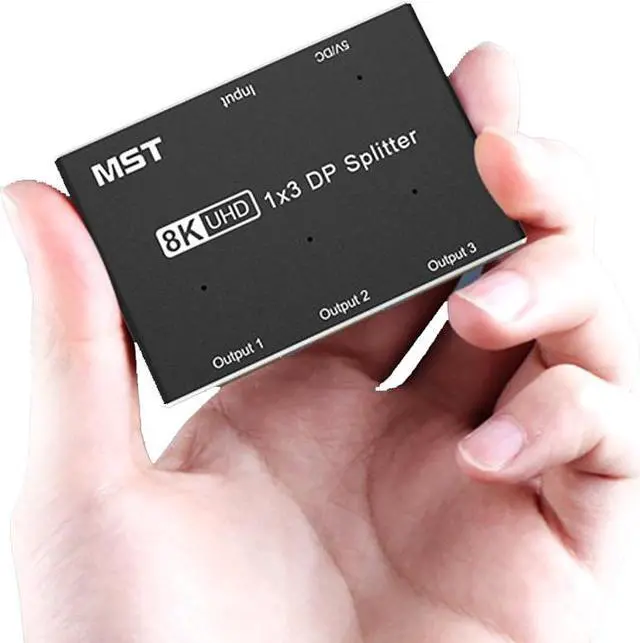 Alt view image 3 of 7 - 1 in 3 Out 8K DisplayPort-compatible Splitter 8K@30Hz 4K@120Hz DP MST SST Hub Converter Adapter 1x3 Port for Ultra HD Source to 3 HD Monitors