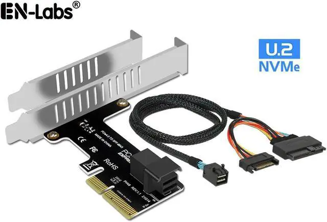 Main image of EN-Labs PCIe X4 to U.2 NVMe SSD Adapter,PCI Express to Mini SAS SFF-8643 Expansion Card w/ SFF8643 to SFF-8639 PCIe SSD Adapter Cable for Mainboard Intel SSD 750 p3600 p3700 - 1.64FT