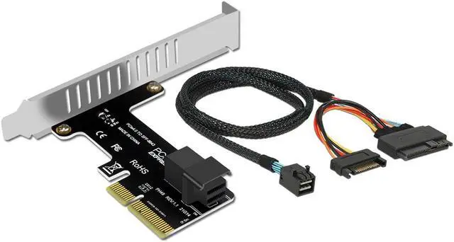 Alt view image 2 of 7 - EN-Labs PCIe X4 to U.2 NVMe SSD Adapter,PCI Express to Mini SAS SFF-8643 Expansion Card w/ SFF8643 to SFF-8639 PCIe SSD Adapter Cable for Mainboard Intel SSD 750 p3600 p3700 - 1.64FT
