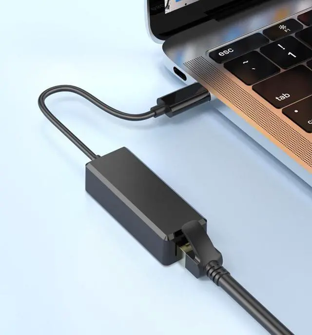 Alt view image 5 of 6 - EnLabs USB-C to Network Adapter,  USB 2.0 Type-C to 10/100 Mbps Fast RJ45 Ethernet LAN Network Card (REALTEK RTL8152 chipset, Macbook, Chromebook, Windows 8.1 and More, Plug and Play)