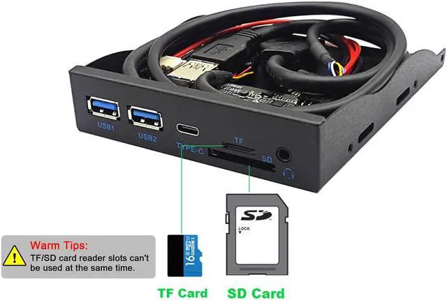 Alt view image 4 of 7 - USB3.2 GEN1 5Gbps Type C & 2 x USB-A Hub 3.5 Front Panel USB 3.0 SD/Micro SD/TF 3.5" Internal Card Reader with 4-Pole 3.5mm HD-Audio for 3.5 inch Floppy Disk Bay
