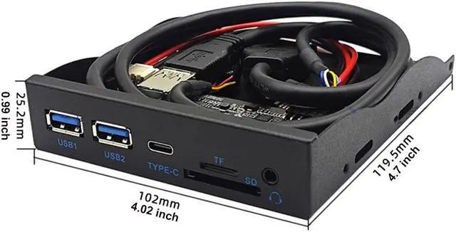 Alt view image 7 of 7 - USB3.2 GEN1 5Gbps Type C & 2 x USB-A Hub 3.5 Front Panel USB 3.0 SD/Micro SD/TF 3.5" Internal Card Reader with 4-Pole 3.5mm HD-Audio for 3.5 inch Floppy Disk Bay