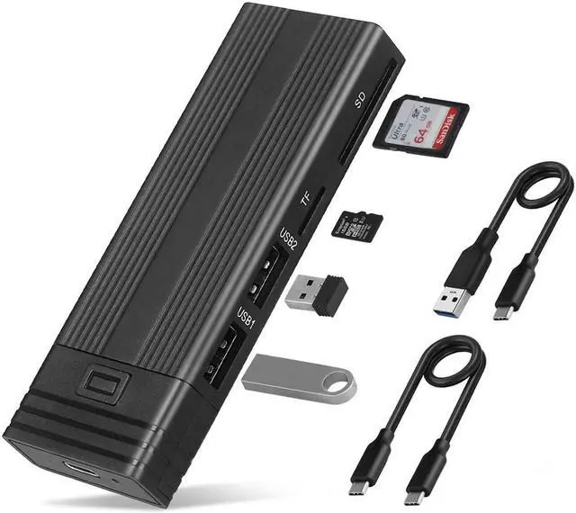 Alt view image 2 of 7 - M.2 NVMe/NGFF SSD Enclosure Tool-Free, USB 3.2 Gen 2 10Gbps M Key(B+M Key) SSD HDD to Type-C Adapter, with 2 Port USB 2.0 Hub and SD/TF Card Read, Support UASP Trim for 2242/2260/2280