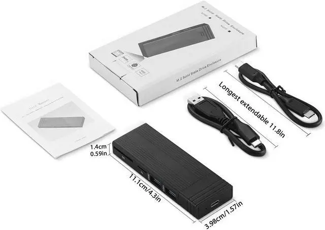 Alt view image 7 of 7 - M.2 NVMe/NGFF SSD Enclosure Tool-Free, USB 3.2 Gen 2 10Gbps M Key(B+M Key) SSD HDD to Type-C Adapter, with 2 Port USB 2.0 Hub and SD/TF Card Read, Support UASP Trim for 2242/2260/2280