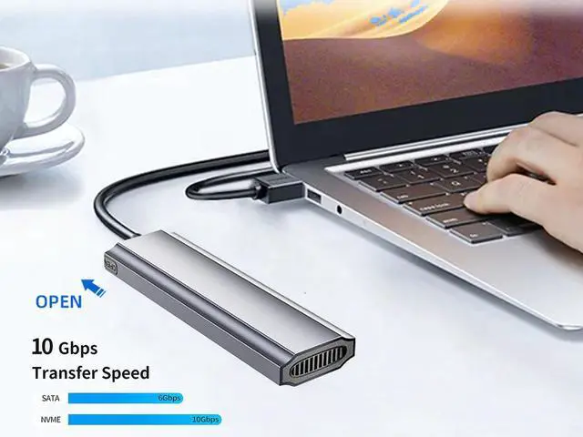 Alt view image 5 of 7 - M.2 NVME / NGFF SSD Enclosure Adapter, USB 3.2 Gen 2 (10 Gbps) to PCI-E NVME & NGFF M-Key/(B+M) Key Solid State Drive External Enclosure Support UASP Trim for NVME/SATA SSDs 2242/2260/2280