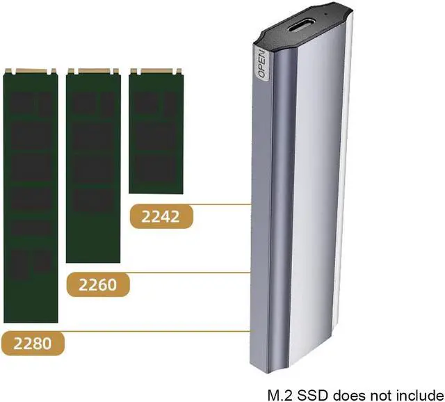Alt view image 4 of 7 - M.2 NVME / NGFF SSD Enclosure Adapter, USB 3.2 Gen 2 (10 Gbps) to PCI-E NVME & NGFF M-Key/(B+M) Key Solid State Drive External Enclosure Support UASP Trim for NVME/SATA SSDs 2242/2260/2280