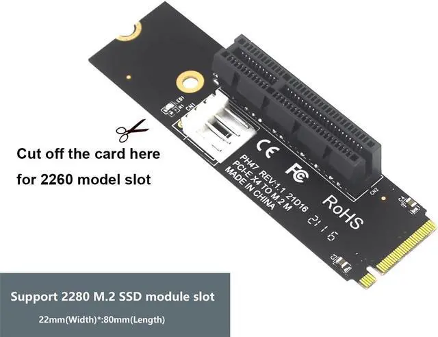 Alt view image 3 of 7 - NVMe M.2 M-Key to PCIe X4 Expansion Card Adapter,M.2 Interface to PCI Express Slot with LED Indicator & SATA 15pin Power