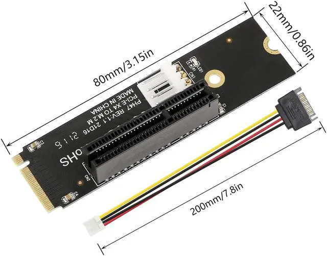 Alt view image 5 of 7 - NVMe M.2 M-Key to PCIe X4 Expansion Card Adapter,M.2 Interface to PCI Express Slot with LED Indicator & SATA 15pin Power