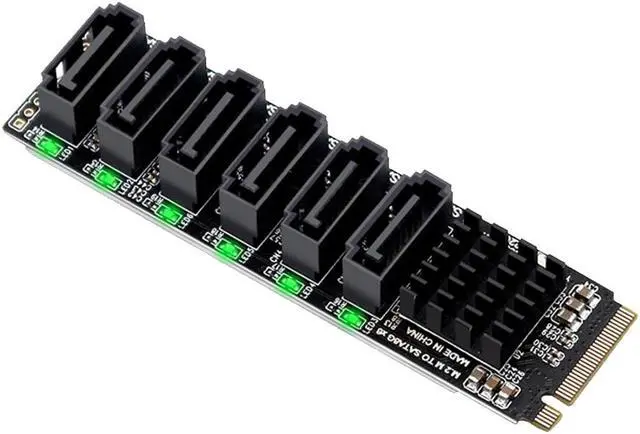 Alt view image 4 of 7 - NVME M.2 to SATA Expansion Card, 2280 M-Key M.2 to 6 Ports SATA 3.0 6Gbps SSD Adapter Hard Drive Converter,ASM1166 Chipset with Indicator, Support Port Multiplier