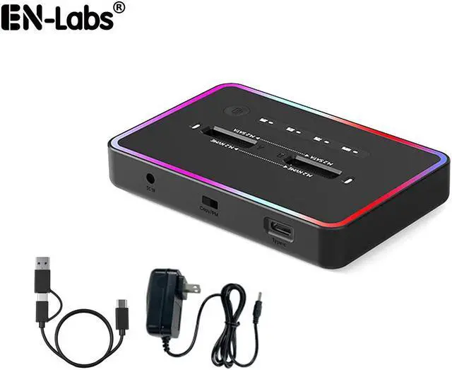 Main image of EN-Labs M.2NVMe & NGFF Duplicator Cloner Docking Station Dual-Bay 20Gbps USB C to PCIe M Key / SATA-based B+M Key NGFF SSD Dock Enclosure,Supports 22110 / 2280 / 2260 / 2242 / 2230