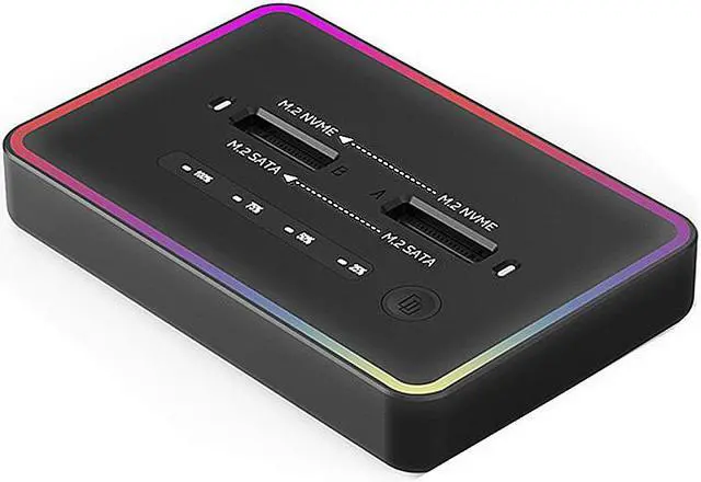 Alt view image 2 of 7 - EN-Labs M.2NVMe & NGFF Duplicator Cloner Docking Station Dual-Bay 20Gbps USB C to PCIe M Key / SATA-based B+M Key NGFF SSD Dock Enclosure,Supports 22110 / 2280 / 2260 / 2242 / 2230