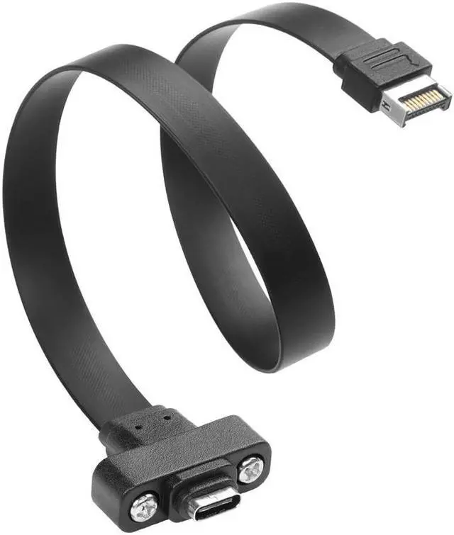 Alt view image 4 of 7 - 20Gbps USB 3.2 Gen 2x2 USB-C Adapter Flat Cable, Internal USB 3.2 20-Pin Type-E A Key Motherboard Header to Type-C Female Extension Cable with Full-Profile PCIe Bracket Cover,1.64FT