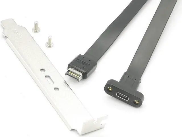 Alt view image 3 of 7 - 20Gbps USB 3.2 Gen 2x2 USB-C Adapter Flat Cable, Internal USB 3.2 20-Pin Type-E A Key Motherboard Header to Type-C Female Extension Cable with Full-Profile PCIe Bracket Cover,1.64FT