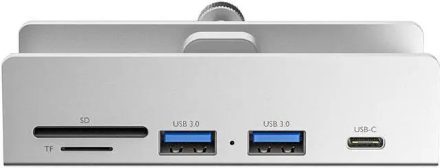 Alt view image 2 of 7 - USB 3.1Gen 1 Hub,5Gbps Type-C and 2x USB-A Ports Hub with USB 3.0  SD/Micro SD/TF  Card Reader Adapter,Monitor-Edge and Desk-Edge Compact Clamp Clip-Type Hub with Extra Power Port,4 Feet Cable Length