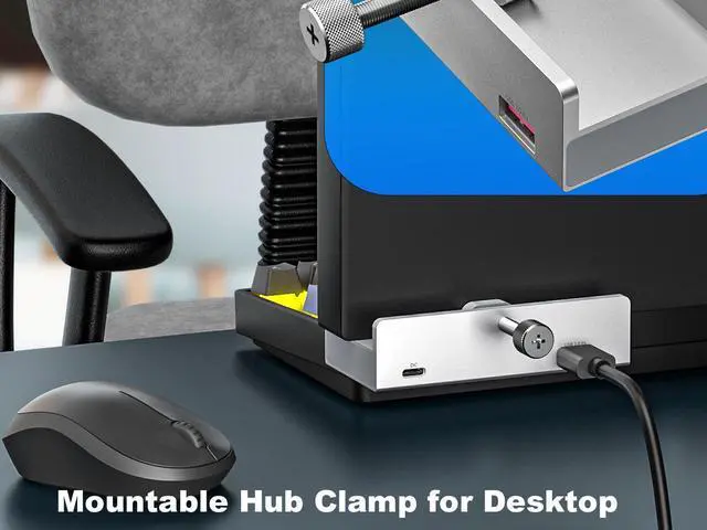 Alt view image 7 of 7 - USB 3.1Gen 1 Hub,5Gbps Type-C and 2x USB-A Ports Hub with USB 3.0  SD/Micro SD/TF  Card Reader Adapter,Monitor-Edge and Desk-Edge Compact Clamp Clip-Type Hub with Extra Power Port,4 Feet Cable Length