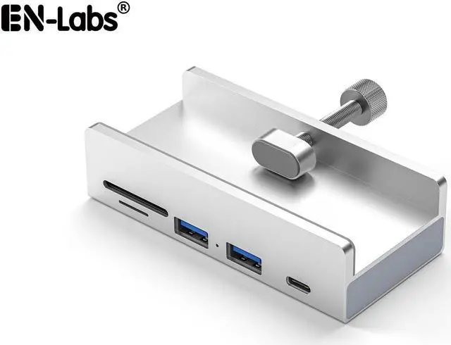 Main image of USB 3.1Gen 1 Hub,5Gbps Type-C and 2x USB-A Ports Hub with USB 3.0  SD/Micro SD/TF  Card Reader Adapter,Monitor-Edge and Desk-Edge Compact Clamp Clip-Type Hub with Extra Power Port,4 Feet Cable Length