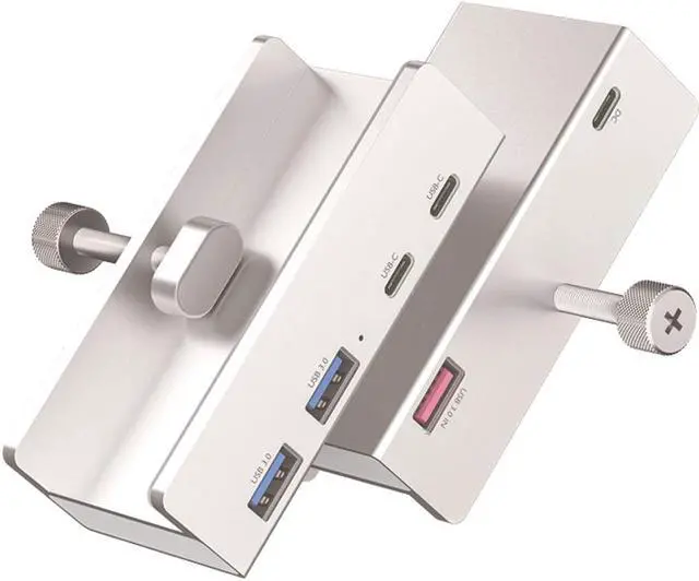 Alt view image 4 of 7 - 4 Ports USB 3.1 Gen 1 Hub,5Gbps 2x Type-C and 2x USB-A Ports Hub Adapter,Monitor-Edge and Desk-Edge Compact Clamp Clip-Type Hub with Extra Power Port,4 Feet Cable Length