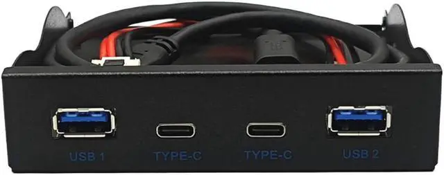 Alt view image 6 of 7 - USB 3.2 10Gbps USB Front Panel Hub 3.5 inch Floppy Bay 2x Type-C and 2x USB-A 4 Ports Computer Case Expansion Adapter,USB 3.2 Motherboard Header 20Pin Key-A Type-E to 4 USB Splitter-2FT Cable