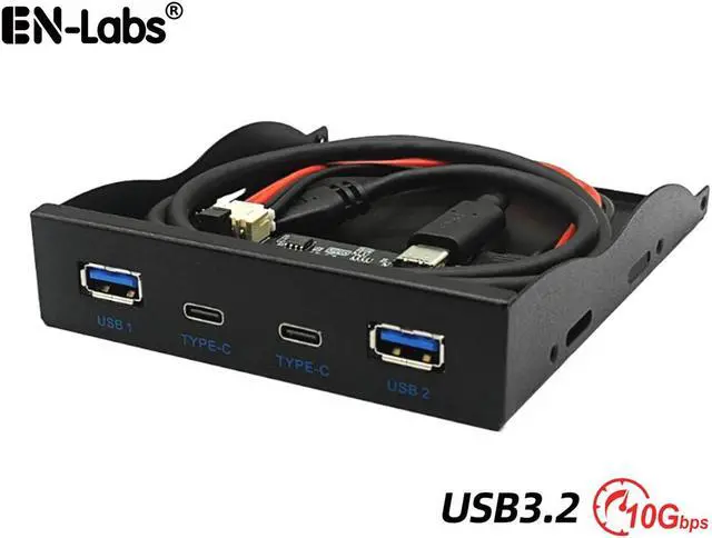 Main image of USB 3.2 10Gbps USB Front Panel Hub 3.5 inch Floppy Bay 2x Type-C and 2x USB-A 4 Ports Computer Case Expansion Adapter,USB 3.2 Motherboard Header 20Pin Key-A Type-E to 4 USB Splitter-2FT Cable