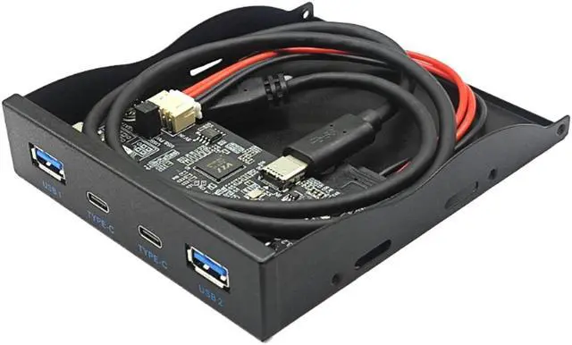 Alt view image 4 of 7 - USB 3.2 10Gbps USB Front Panel Hub 3.5 inch Floppy Bay 2x Type-C and 2x USB-A 4 Ports Computer Case Expansion Adapter,USB 3.2 Motherboard Header 20Pin Key-A Type-E to 4 USB Splitter-2FT Cable