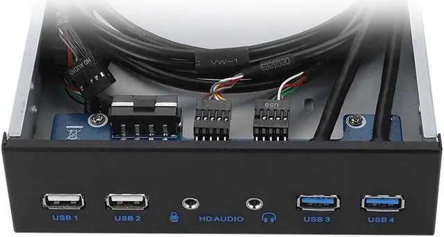 Alt view image 3 of 6 - EnLabs FP525U32U22AM 5.25-Inch Front Panel 4 Ports USB Hub w/ HD Audio Output & Microphone,2 Port USB 3.0 & 2 Port USB 2.0 Hub w/ Stereo Audio Mic 5.25" CD-ROM Bay Bracket