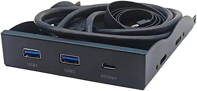 Alt view image 2 of 7 - 3.5 Inch USB-C Front Panel Hub of 20Gbps USB 3.2 Gen 2x2 Type-C and 2x USB 3.0 Ports, Motherboard USB 20-Pin & USB 3.2 Type-E Headers Required, Fits 3.5" PC Computer Case - 2ft Cable Length
