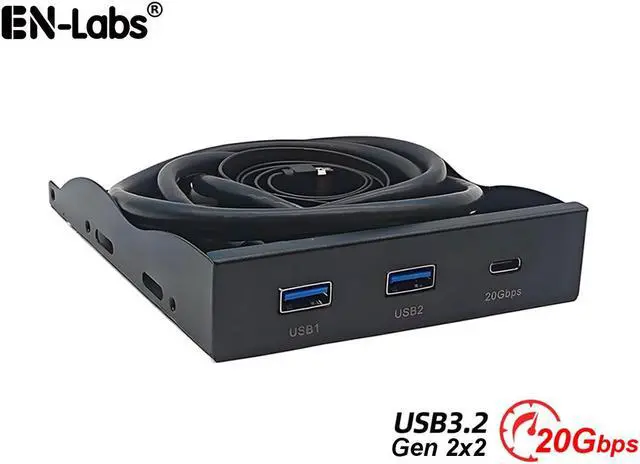 Main image of 3.5 Inch USB-C Front Panel Hub of 20Gbps USB 3.2 Gen 2x2 Type-C and 2x USB 3.0 Ports, Motherboard USB 20-Pin & USB 3.2 Type-E Headers Required, Fits 3.5" PC Computer Case - 2ft Cable Length