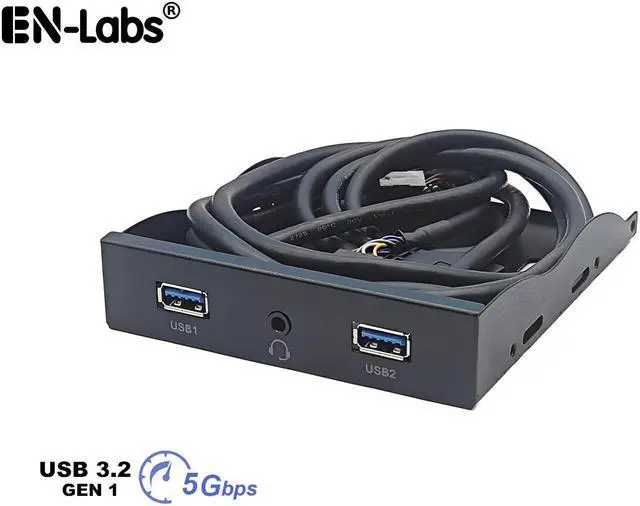 Main image of EnLabs FP35U34AP PC Case 3.5 inch front panel 2 Ports USB 3.0 USB Hub w/ HD Audio & Mic Combo Header 4Pin,Motherboard USB 19-Pin to 2 Female Adapter Cable - 2 FT