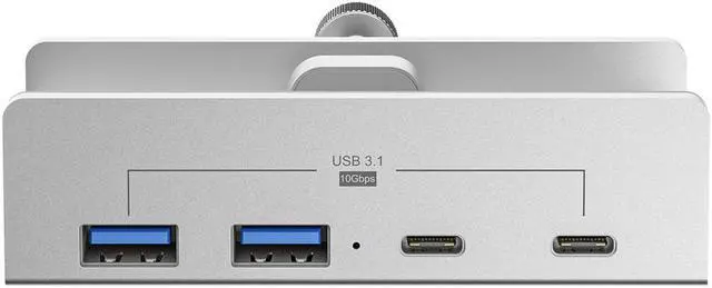 Alt view image 2 of 7 - 4 Ports USB 3.1 Gen 2 Hub,10Gbps 2x Type-C and 2x USB-A Ports Hub Adapter, Monitor-Edge and Desk-Edge Compact Clamp Clip-Type Hub with Extra Power Port,4 Feet USB-C to C Cable Length