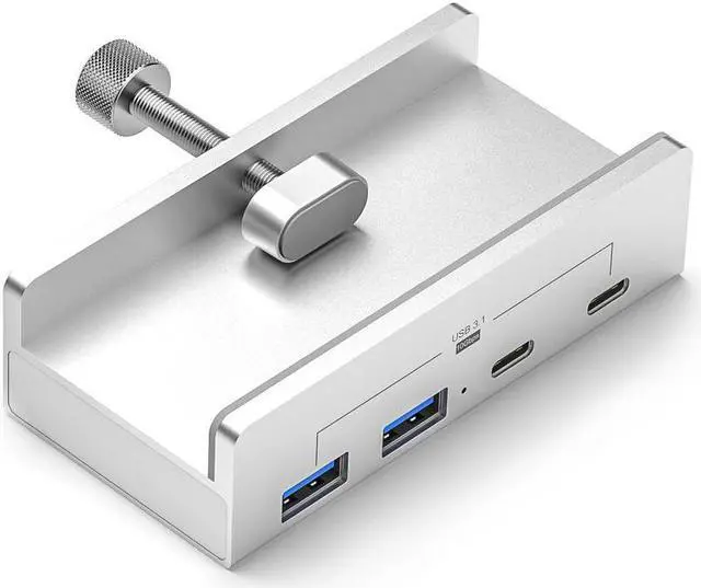 Alt view image 3 of 7 - 4 Ports USB 3.1 Gen 2 Hub,10Gbps 2x Type-C and 2x USB-A Ports Hub Adapter, Monitor-Edge and Desk-Edge Compact Clamp Clip-Type Hub with Extra Power Port,4 Feet USB-C to C Cable Length