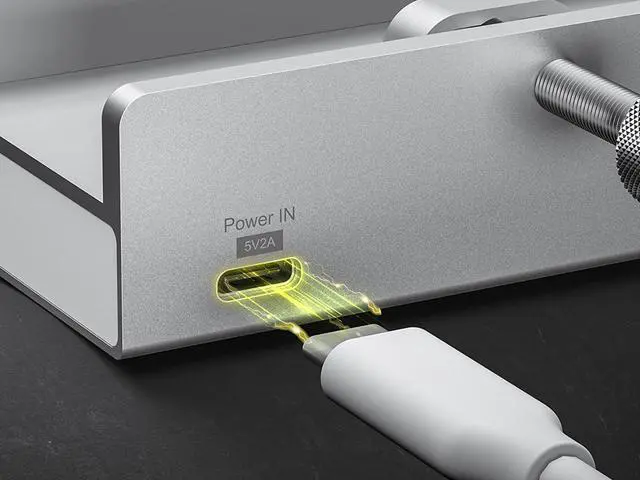 Alt view image 7 of 7 - 4 Ports USB 3.1 Gen 2 Hub,10Gbps 2x Type-C and 2x USB-A Ports Hub Adapter, Monitor-Edge and Desk-Edge Compact Clamp Clip-Type Hub with Extra Power Port,4 Feet USB-C to C Cable Length