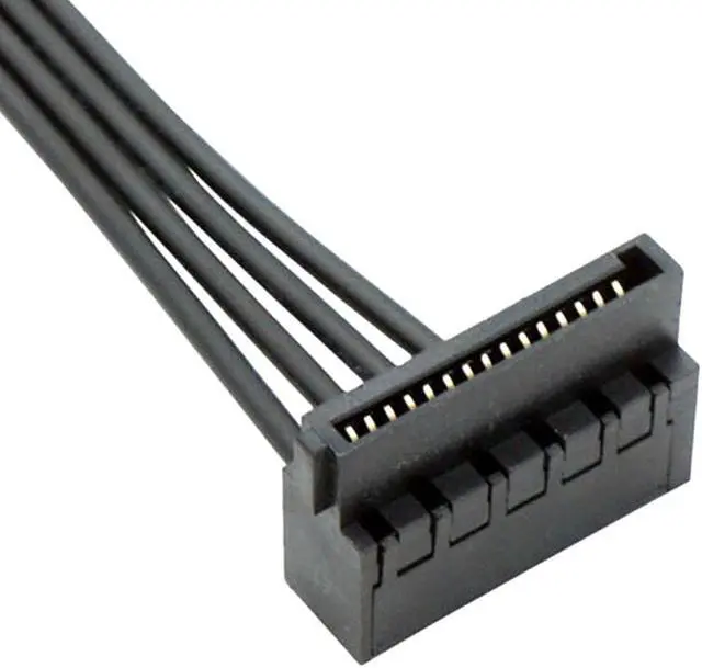 Alt view image 5 of 7 - 20 inch Molex 4-pin Male to 4 x SATA 15-pin 90-Degree Power Splitter Internal Cable for HDD,SSD ,DVD-ROM ,Black