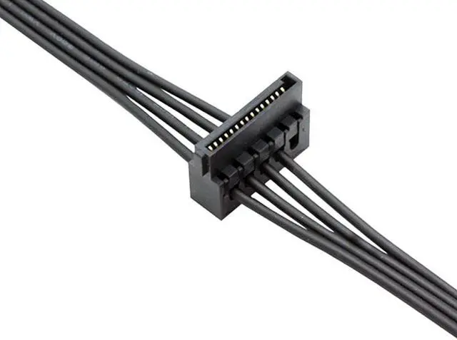 Alt view image 4 of 7 - 20 inch Molex 4-pin Male to 4 x SATA 15-pin 90-Degree Power Splitter Internal Cable for HDD,SSD ,DVD-ROM ,Black