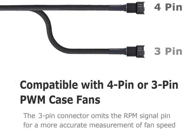 Alt view image 6 of 7 - Black Net Jacket Sleeved 1 to 2 PWM Fan 4-pin Power Splitter Cable, Motherboard CPU SYS Fan Header to 2 Ports Internal Power Hub-Sleeved Black,10 inches,3-Pack