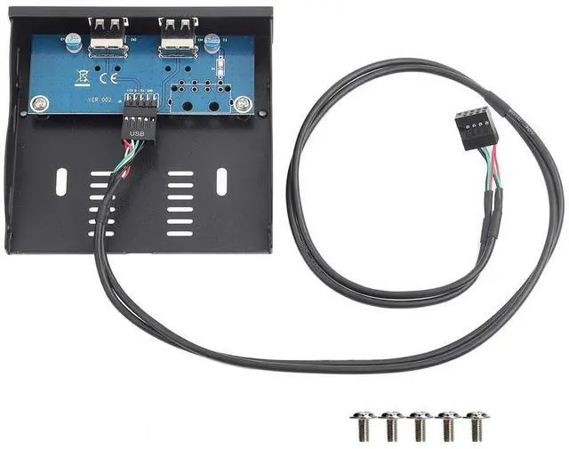 Alt view image 2 of 5 - 3.5" Front Panel USB 2.0 Hub, Internal USB 9/10Pin to 2 Ports USB 2.0 Female Splitter Adapter with Floppy Bay Bracket ,2Ft