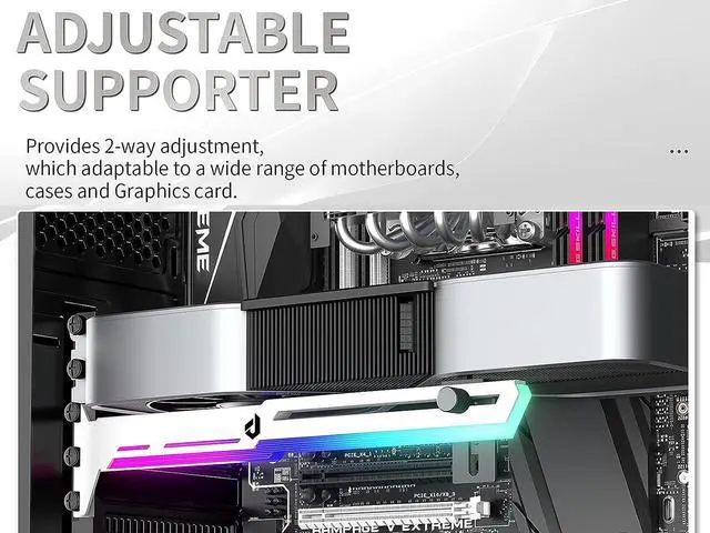 Alt view image 7 of 7 - Graphics Card GPU Brace Support Video Card Sag Holder/Holster Bracket with 5V ARGB Strip,Built in SATA Powered ARGB Automatic Controller ,Length and Height Adjustable, Mounting by 3 PCI,White