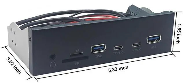 Alt view image 4 of 7 - 5.25" Front Panel USB 3.2 Gen1 5Gbps Hub - 2x Type C & 2 x USB-A ,USB 3.0 SD/Micro SD/TF Internal Card Reader with 4-Pole 3.5mm HD-Audio for Optical Drive Bay