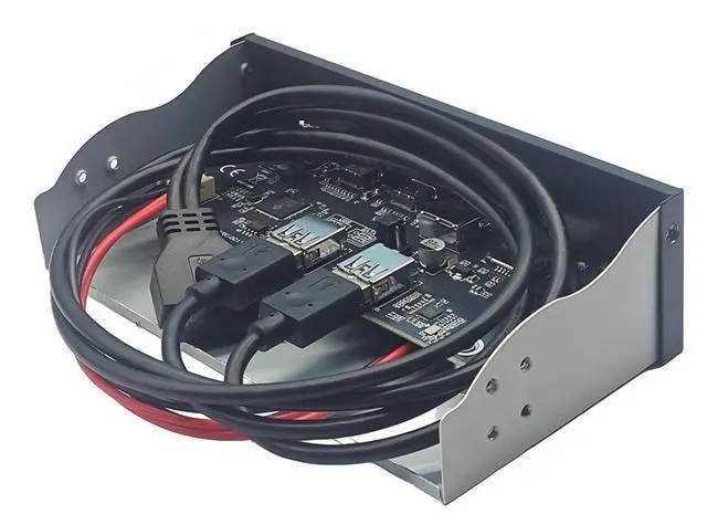 Alt view image 3 of 7 - 5.25" Front Panel USB 3.2 Gen1 5Gbps Hub - 2x Type C & 2 x USB-A ,USB 3.0 SD/Micro SD/TF Internal Card Reader with 4-Pole 3.5mm HD-Audio for Optical Drive Bay