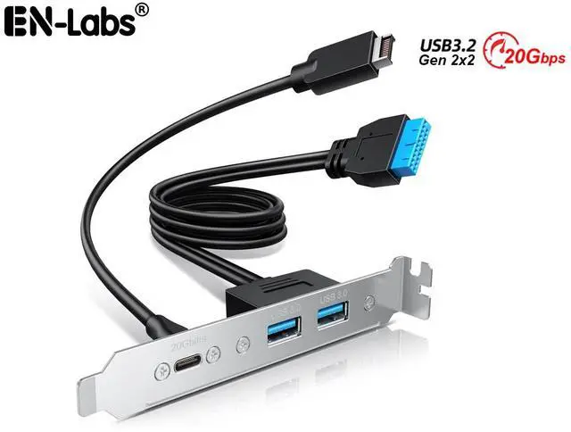 Main image of 20Gbps USB 3.2 USB-C and 2x USB-A 5Gbps Adapter Cable, Internal USB 3.2 Type-E A Key and USB 3.0 19Pin Motherboard Header to Type-C Female Extension Cable with Full-Profile PCIe Bracket Cover,1.64FT