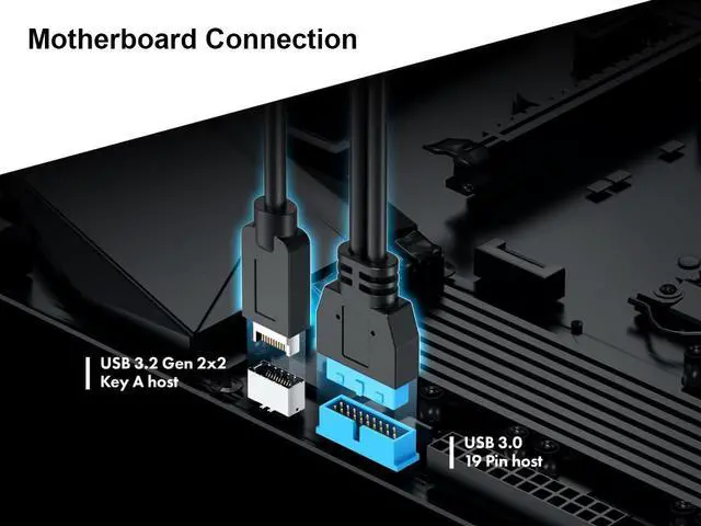 Alt view image 5 of 6 - 20Gbps USB 3.2 USB-C and 2x USB-A 5Gbps Adapter Cable, Internal USB 3.2 Type-E A Key and USB 3.0 19Pin Motherboard Header to Type-C Female Extension Cable with Full-Profile PCIe Bracket Cover,1.64FT