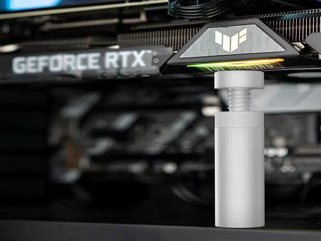 Alt view image 7 of 7 - GPU Support Bracket Holder,Anti-Bending Magnetic GPU Brace for Video Card,Adjustable Height Vertical GPU Sag Mount for ATX/M-ATX/Mini-ATX Iron Case ,2.91"-4.72" Height Adjustable, White