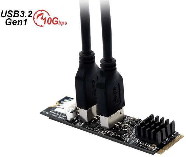 Alt view image 6 of 7 - M.2 M-key NVMe PCIe to 2 Ports 10Gbps USB 3.2 Type-E internal Headers Expansion Card, M.2 Slot to Dual USB 3.1 20Pin Hub Adapter Riser Card for USB-C Front Panel and Rear Panel Cable