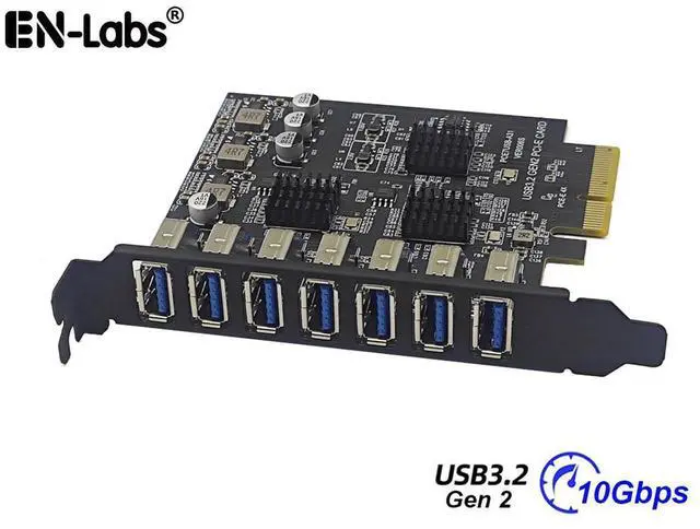 Main image of PCIe 3.0/4.0 to 10Gbps USB 3.2 Gen2 Expansion Card,7-Ports USB Type-A to PCI Express x4 PC Internal USB Hub for Windows 10/11/2003 and Linux with Full-Profile PCI Slot Cover