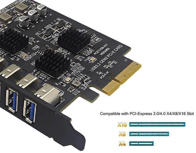 Alt view image 4 of 7 - PCIe 3.0/4.0 to 10Gbps USB 3.2 Gen2 Expansion Card,7-Ports USB Type-A to PCI Express x4 PC Internal USB Hub for Windows 10/11/2003 and Linux with Full-Profile PCI Slot Cover